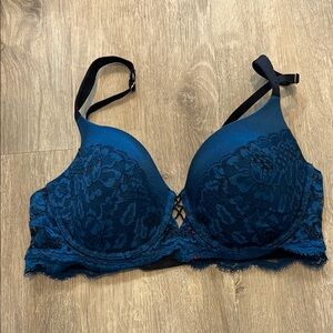 La SENZA Blue and Black Lace Bra with Adjustable Straps